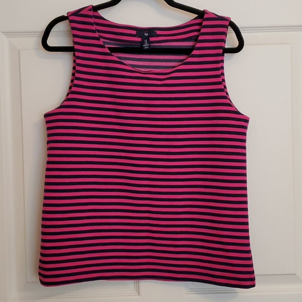 Gap Striped Pink and Blue Sleeveless Tank Top